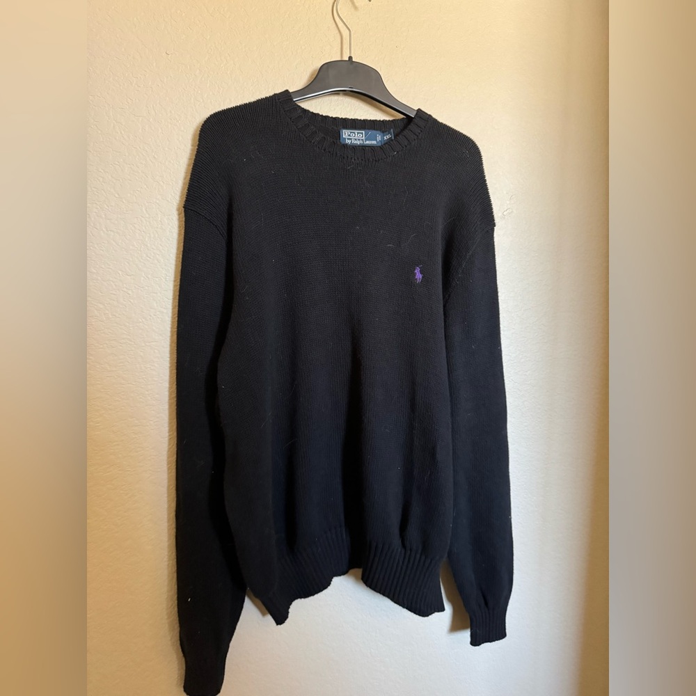 Vintage Polo Ralph Lauren Pima Cotton Knit Crewneck Sweater sz xxl black preppy